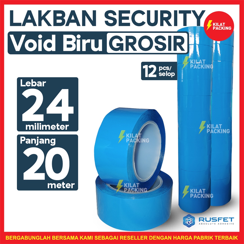 

Lakban / Plakban 24mm x 20m - LAKBAN SEGEL SECURITY VOID OPEN BIRU PREMIUM TERMURAH PER SELOP