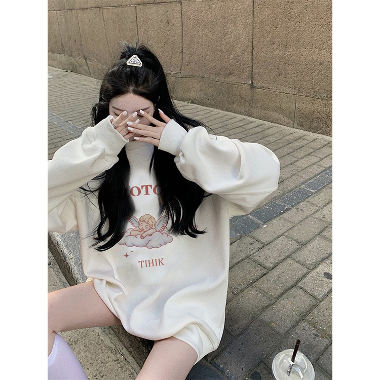 EUNII Sweater Lengan Panjang Cute Angel Korean Style/Sweater Crop/Baju Wanita/Switer Wanita/Switer