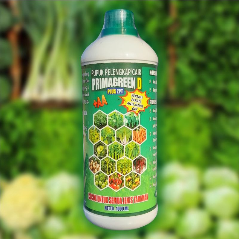 PUPUK PELENGKAP CAIR PRIMAGREEN D (DAUN) PLUS ZPT PEREKAT-PERATA-ANTIJAMUR-GA7 +AA / PPC PRIMAGREEN 