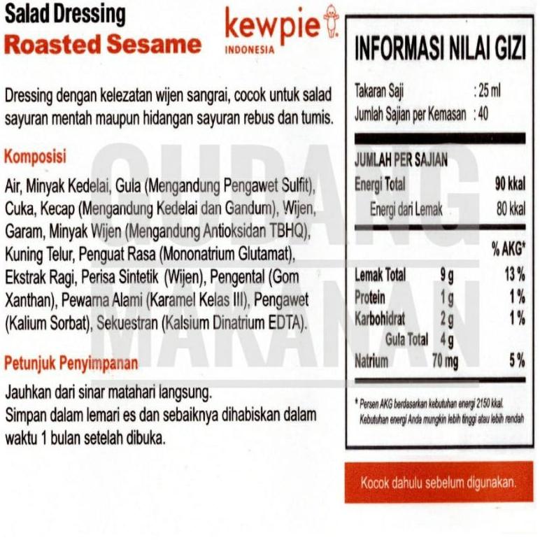 

[PRODUK R9N] Kewpie Salad Dressing Roasted Sesame 1 Liter HHG