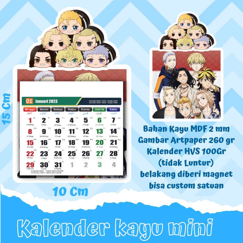 

calendar / kalender kayu magnet 2023 Anime Tokyo Revengers menerima custom satuan / kalender promosi