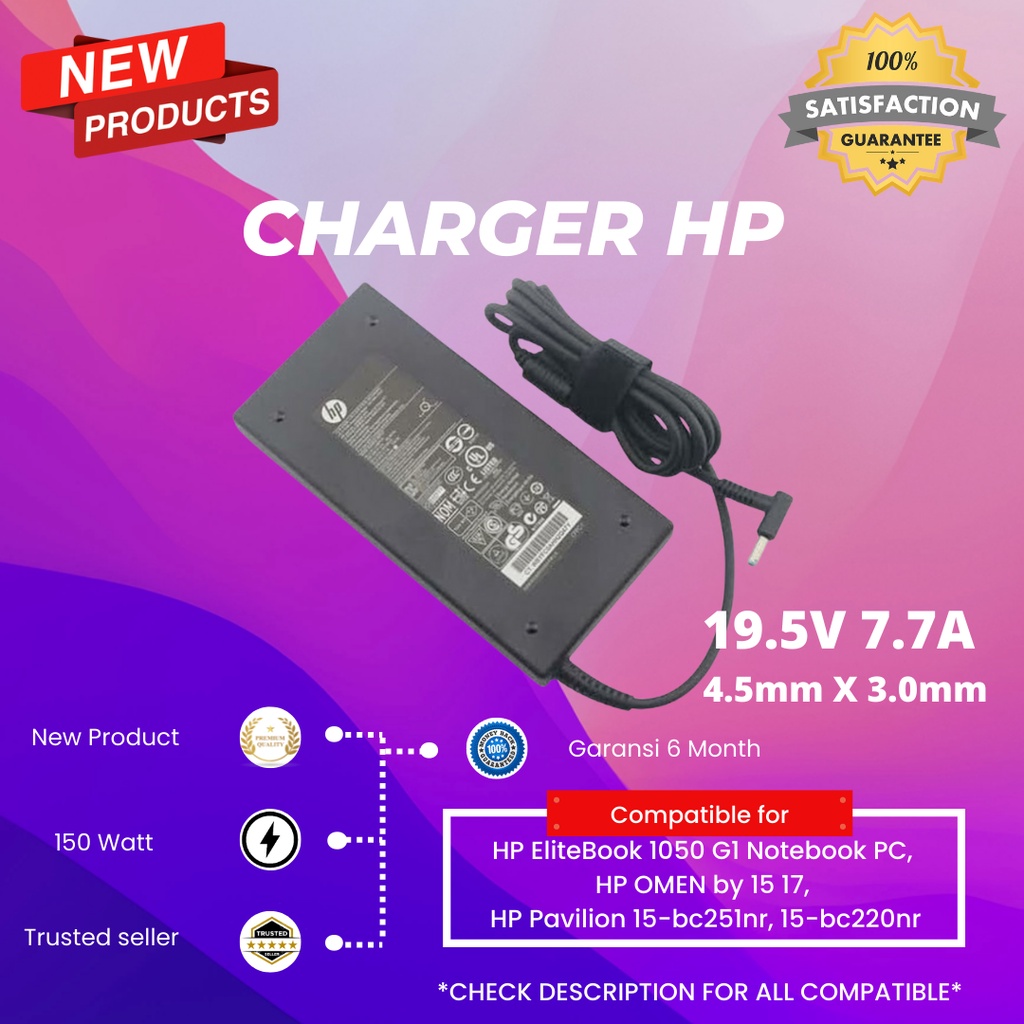 Adaptor charger Laptop hp pavilion gaming15 2018 2019 150watt