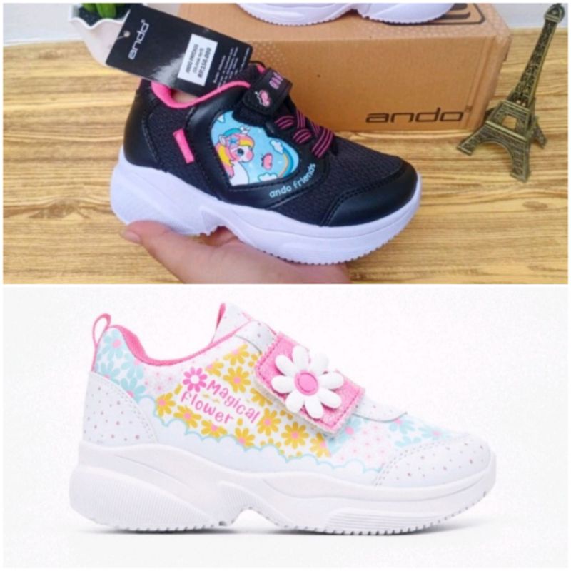 SEPATU SNEAKERS MAGICAL FLOWER VELCRO ANAK  KUDA PONY/ SEPATU ANAK TK SD / SEPATU PUTIH ANAK