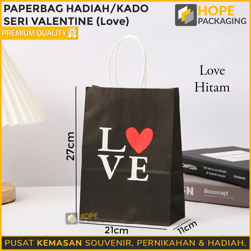 [ ISI 3 PCS ] PaperBag Hadiah Kado Seri Valentine Love M= 27x21x11 cm / Paper Bag Tas kertas