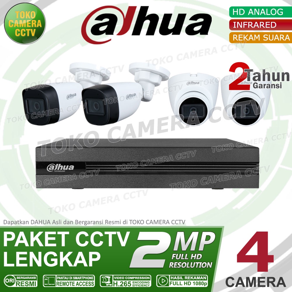 PAKET CCTV DAHUA 2MP AUDIO 4 CHANNEL 4 KAMERA