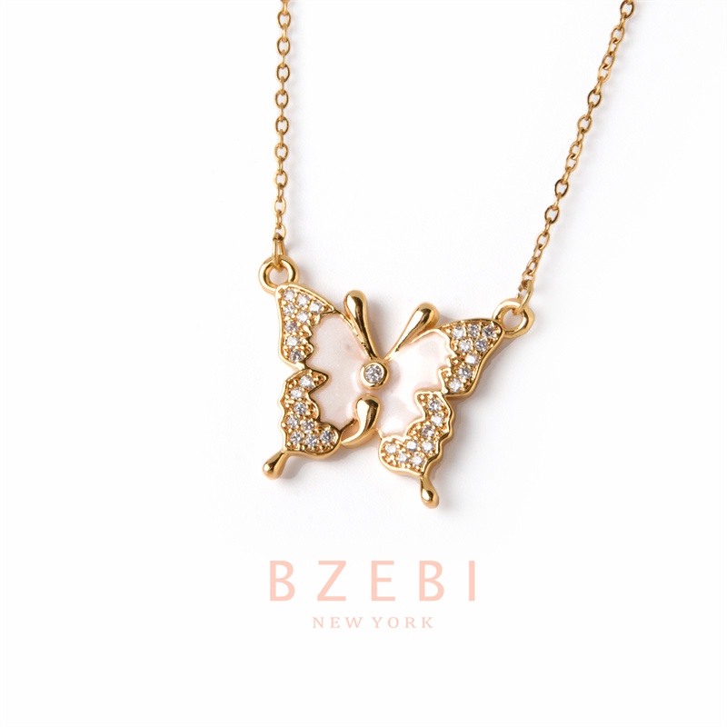 Bzebi Kalung Emas 18k, Kalung Baja Titanium, Kalung Liontin Berlian, Anti Karat, Aksesoris Fashion Wanita, Perhiasan Gaya Korea, Hadiah Ulang Tahun Dengan Kotak Eksklusif 22n