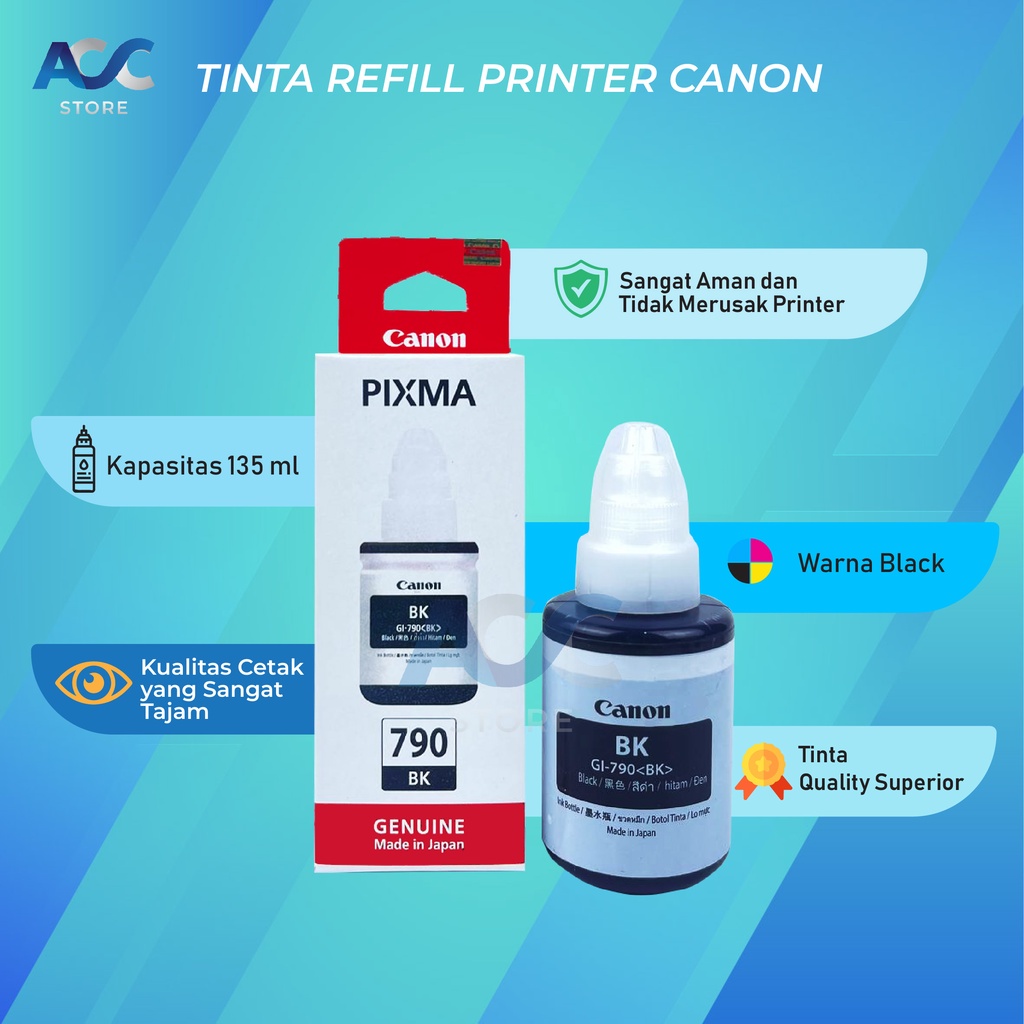 1 SET 4 PCS Tinta Canon Gi 790 Isi Ulang Printer G1000 G1010 G2000 G2010 G3000 G3010 G4000