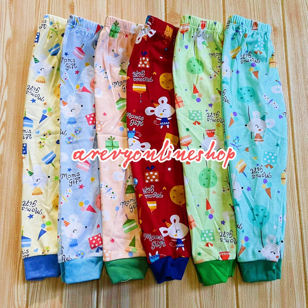 Setelan Baju Bayi Oblong Panjang Moms Gift Baju Panjang Celana Panjang Motif Mouse SML XL 4 Bulan - 4 Tahun