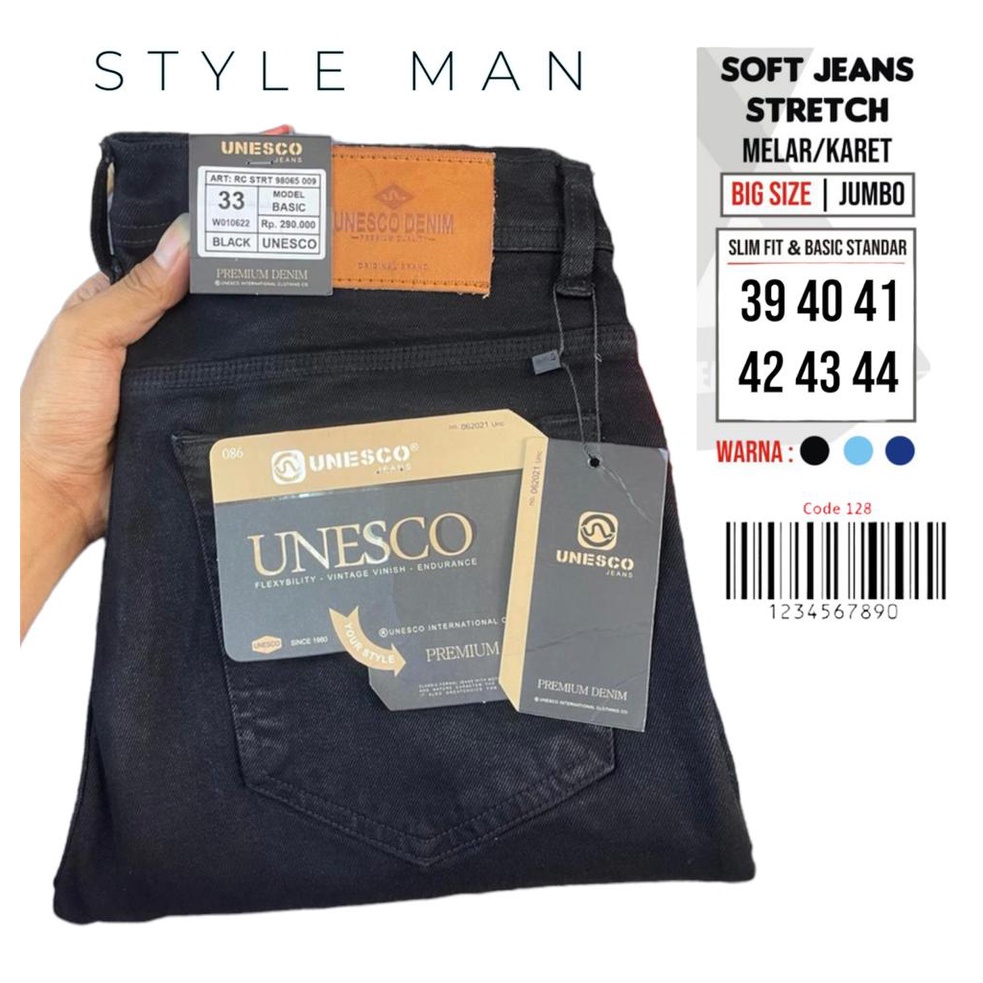 BAYAR DITEMPAT!!!!JUMBO 39-44 UNESCO JEANS CELANA PANJANG PRIA SOFTJEANS REGULER/CELANA PANJANG JEAN