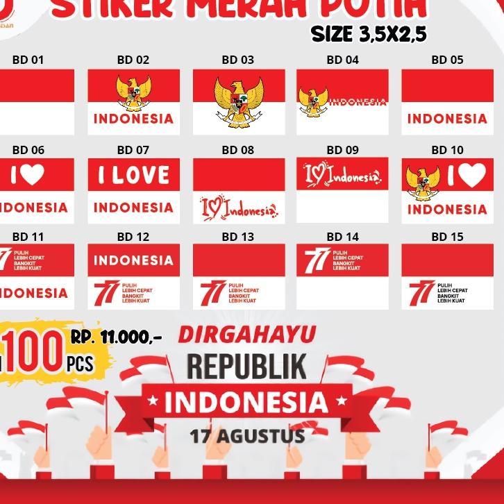 

[R-9-O ❤] Sticker Pipi Merah Putih ISI 100PCS | Tempelan Pipi Bendera TERMURAH-proses cepat