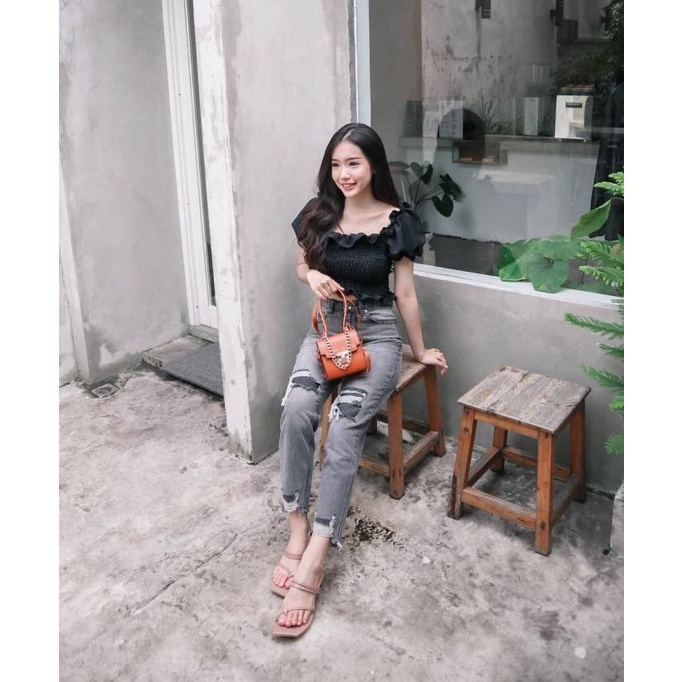 Bibsqueakshop Celana Jeans Wanita Bf Grammy Sz 27-40 Pinggang Karet