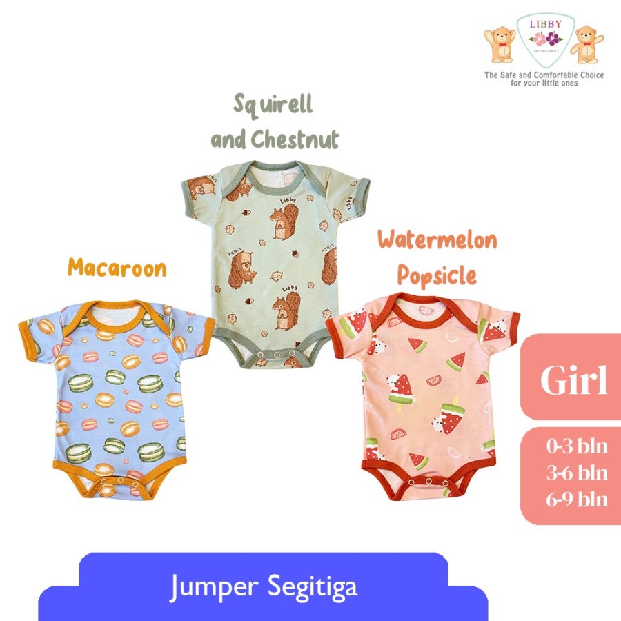 Makassar ! Jumper Bayi Segitiga &amp; Segiempat Motif Libby Baby 1 Pcs / Pak