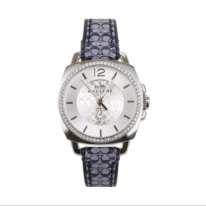 JAM TANGAN WANITA COACH ORIGINAL TALI LEATHER STRAP JEANS BIRU STEEL