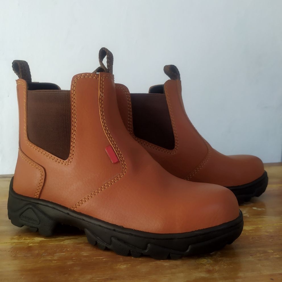 Sepatu Safety Proyek Pabrik PHL Ujung Besi Elastis Slip On Berkualitas