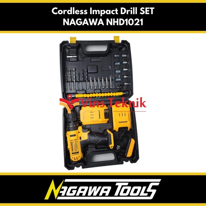 Mesin Bor Baterai 10Mm 21V Nagawa Cordless Drill