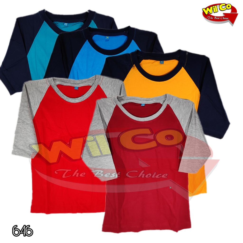 J646 Kaos Raglan Anak 3/4 Kaos Anak Pria Wanita