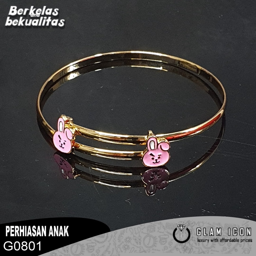 Gelang Anak Bangle Motif  Two Pink Rabbit   G0801 GBAG