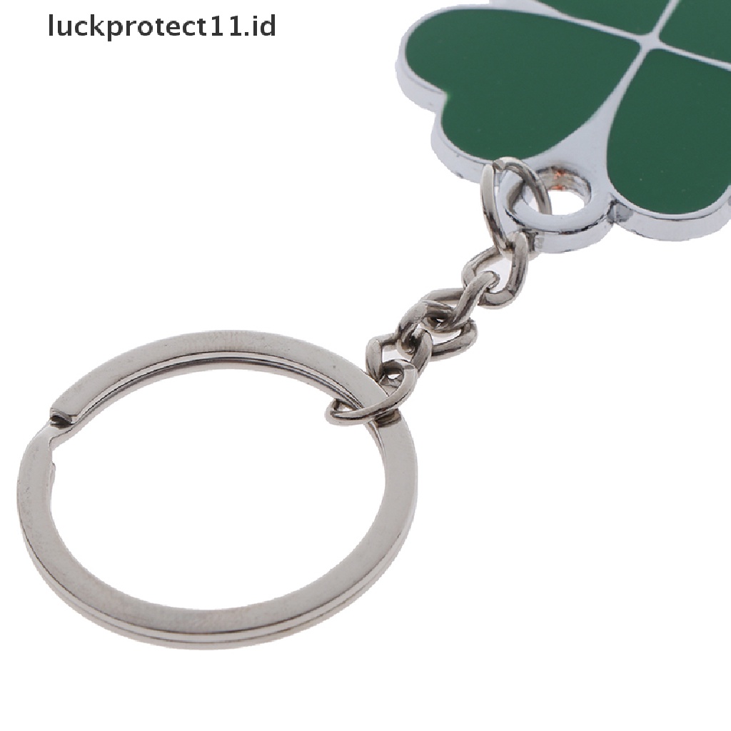 /Fashion Hot// Fashion// 1Pc Stainless Green Leaf Gantungan Kunci Fashion Empat Daun Clover Steel Lucky Key Chain.