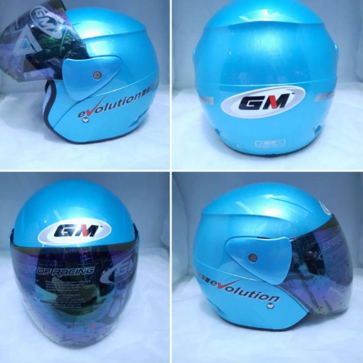 READYL⚜ HELM GM EVOLUTION SOLID BLACK METALIK - HITAM METALIK KACA PELANGI Half Face [114]