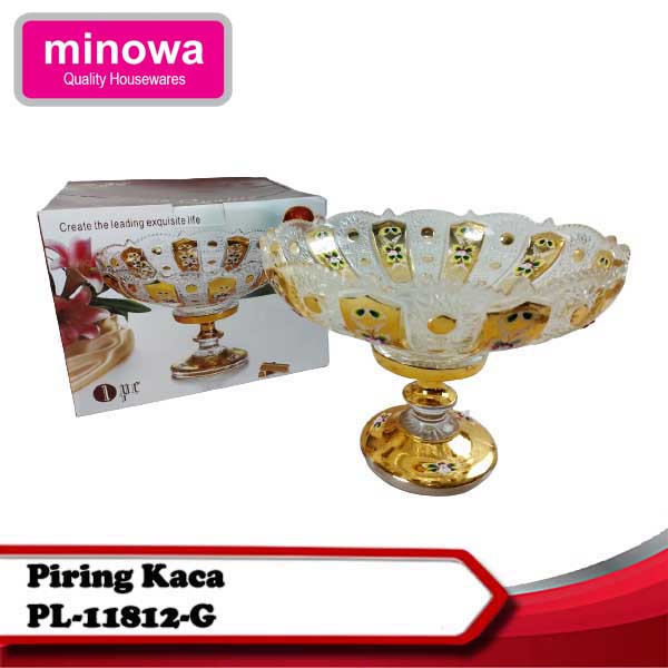 Minowa Piring Kaca / Piring buah / piring kristal / tempat permen kue 11812G