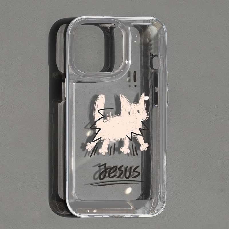 IPHONE Casing Ponsel Lembut Kucing Putih Lucu Kompatibel Untuk Iphone12 14 13 11 Pro XS Max X XR 78 6 6S Plus Silikon Transparan Shockproof Casing TPU Cover