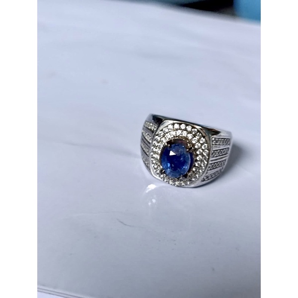 Cincin Batu Permata Natural Blue Sapphire Ori