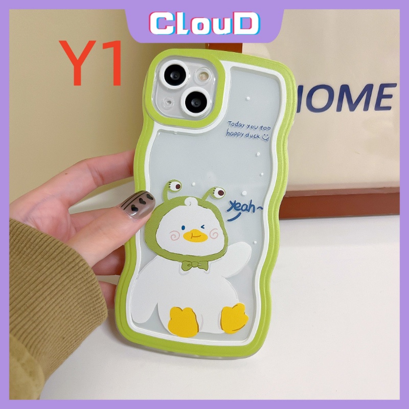 Vivo Y35 Y35 Y15s Y16 Y22 Y20 Y21 V20 V21 Y02s V25E Y75 V25 Y12 Y12s Y17 Y22s Y33s Y15 Y12i Y30 Y21s Y11 Y15A Y91 Y50 Y91C Y93 Wavy Edge Kartun Lucu Bebek Susu Teh Soft Tpu Casing Ponsel