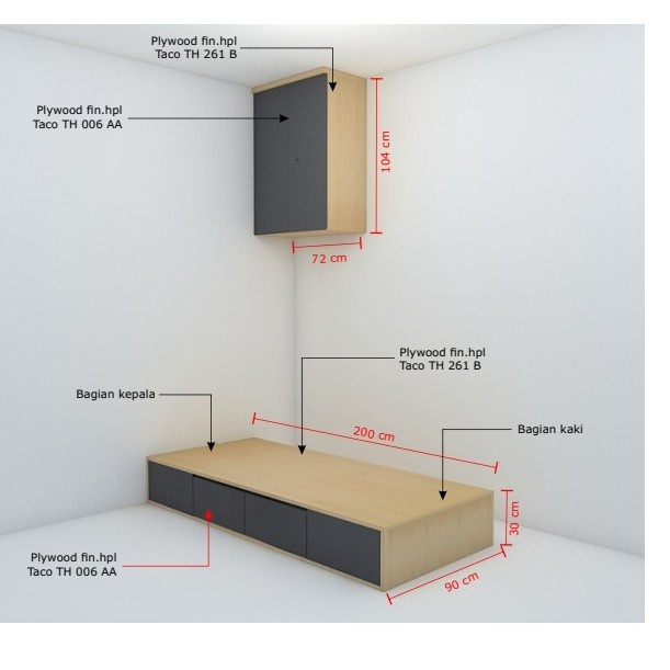 tempat tidur dipan anak minimalis lemari gantung