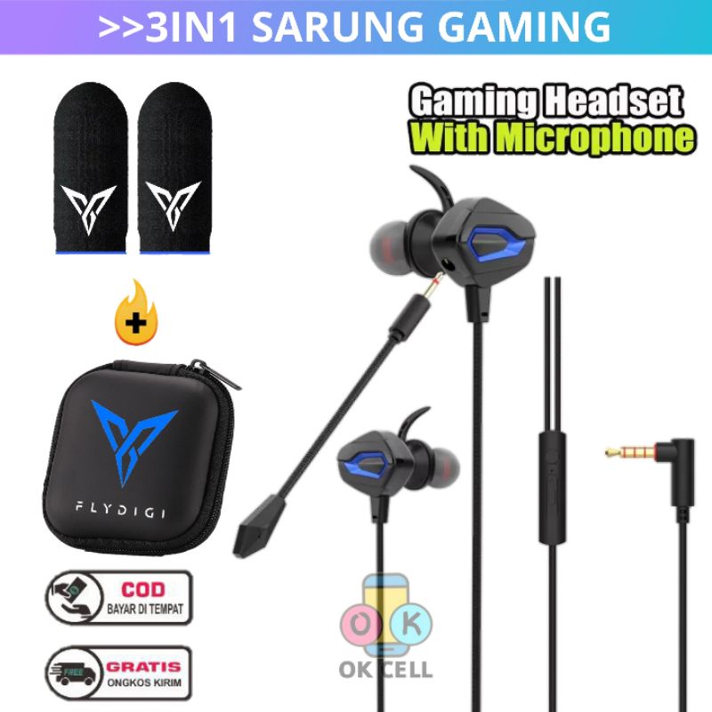 3in1 Earphone Headset Gaming With Mic Full Bass High Quality