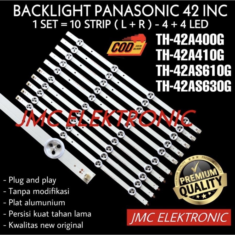 BACKLIGHT TV LED PANASONIC 42 INCH TH-42AS610G TH-42AS630G TH-42A400G TH-42A410G TH42AS610G TH42AS630G TH42A400G TH42A410G 42AS610G 42AS630G 42A400G 42A410G  42AS610 42AS630 42A400 42A410 LAMPU BL 42 IN