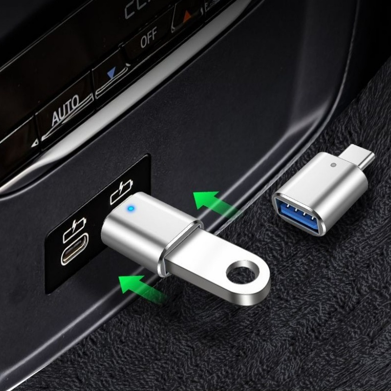 3a Konektor Pengisian Cepat USB 3.0 Ke Tipe C Adaptor Ponsel Komputer OTG Konverter Aluminium Aksesoris Telepon Universal Pemancar Data Dengan Lampu Indikator