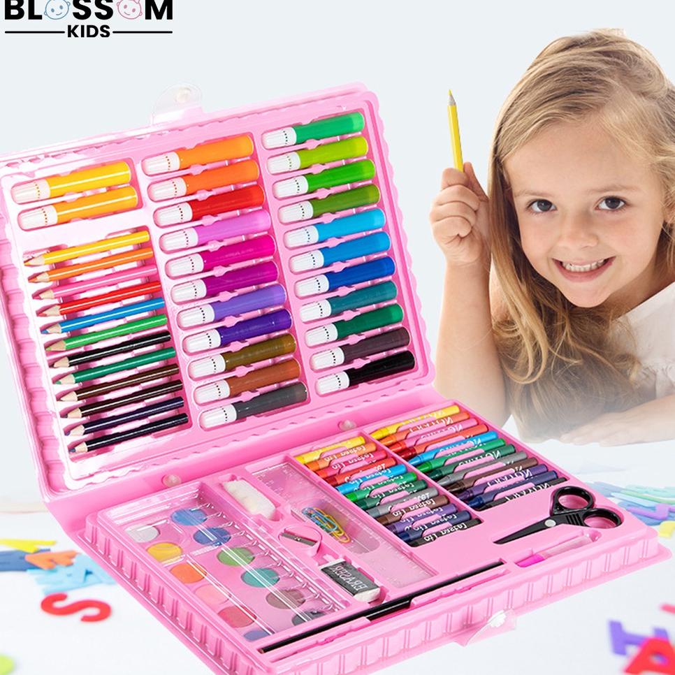 

(K-93)☆☛ Crayon Anak Set Koper 86Pcs In 1 Krayon Mewarnai Anak - Blossom Kids super keren