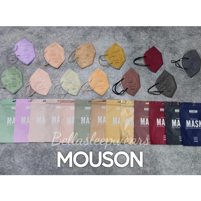 MOUSON KN95 - MASKER KN95 5PLY MOUSON EMBOS 10 WARNA WARNI & MIX t-bellamaskid Murah