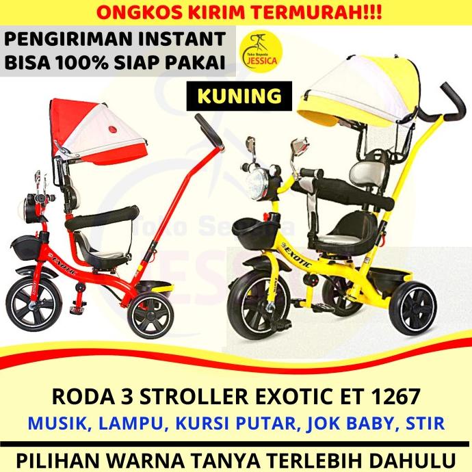 Sepeda Anak Roda 3 Tiga Tricycle Stroller Exotic Et-1267 By Pacific #Original