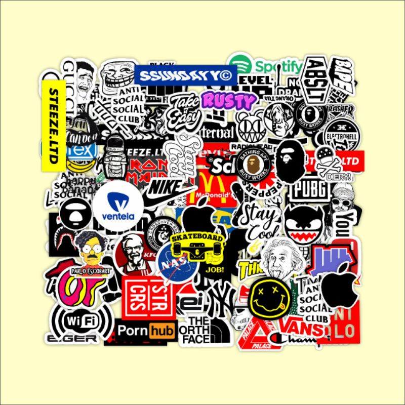 

STIKER MINI ISI 115PCS PART 2BLACK WHITE AND COLLOR GRAFTAC HIGH QUALITY WATERPROOF