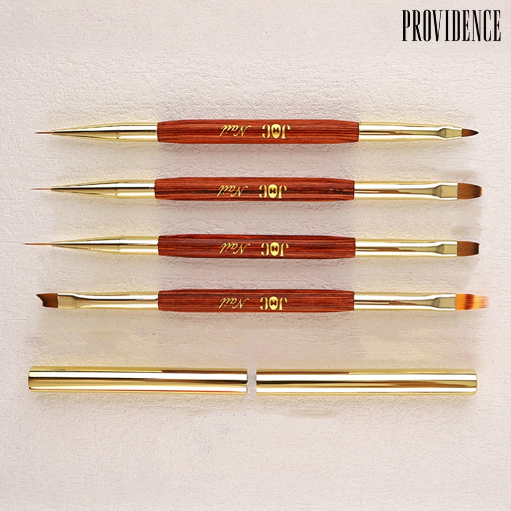 Providence Pena Kuku Kuningan Pen Barel Bulu Lembut Dan Elastis Desain Kepala Ganda Rosewood Tubuh Penggunaan Ganda DIY Kuku Berlaku Lancar Nail Art Pena Pena Pena Pena Pena Manicure Tools
