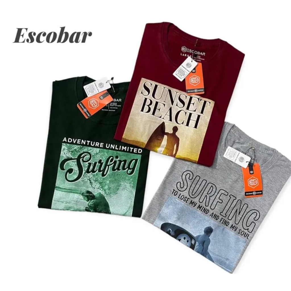 PAKET 3PCS KAOS PRIA DISTRO ESCOBAR ORIGINAL UKURAN M, L, XL, / KAOS ESCOBAR ORIGINAL TERMURAH / KAOS PRIA DEWASA MASA KEKINIAN