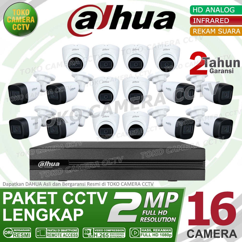 PAKET CCTV DAHUA 2MP AUDIO 16 CHANNEL 16 KAMERA