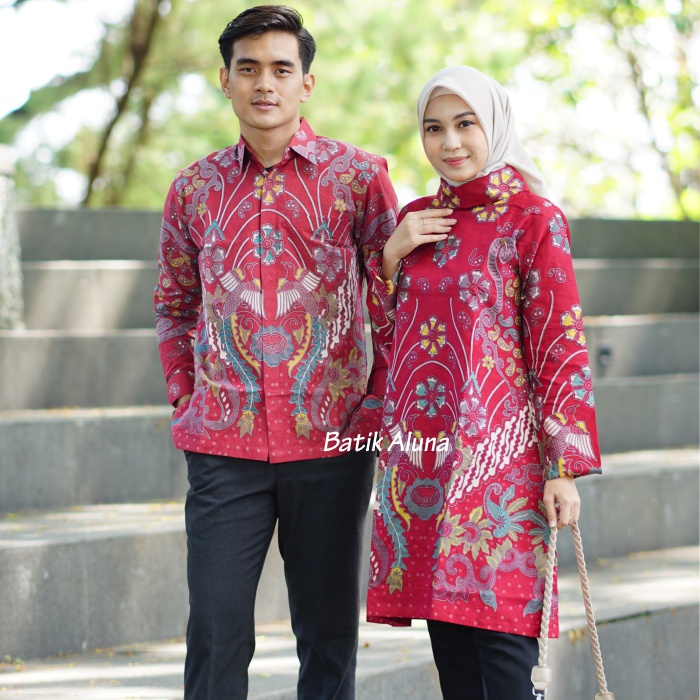 Baju Batik Couple Pasangan 2023 Terbaru Premium Batik Tunik Bahan Katun Prima BY FASHION BATIK ALUNA