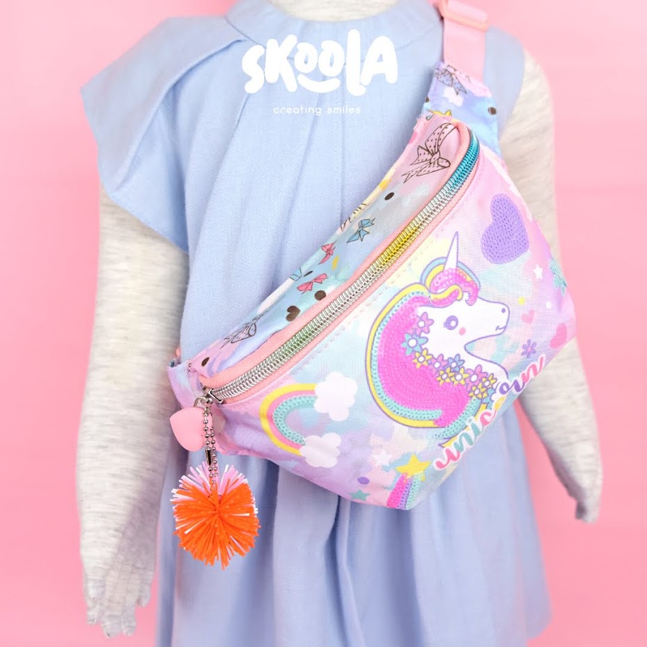 Skoola Tas Anak Perempuan PAUD Remaja Waist Bag Pinggang Unicorn Mermaid Lucu - Karu