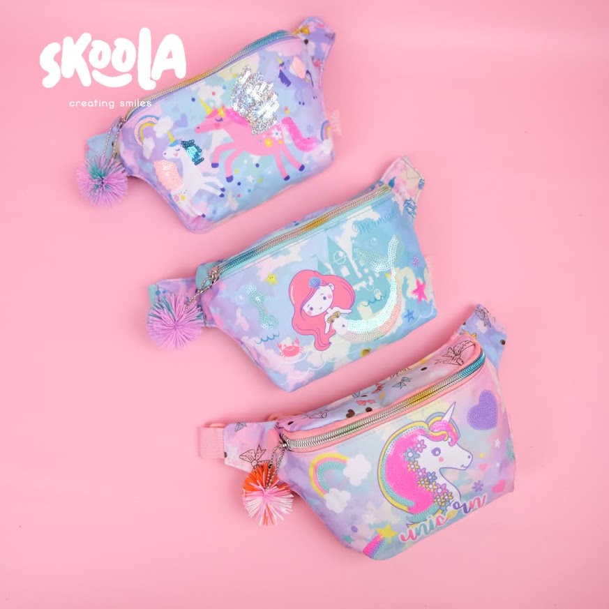 Skoola Tas Anak Perempuan PAUD Remaja Waist Bag Pinggang Unicorn Mermaid Lucu - Karu