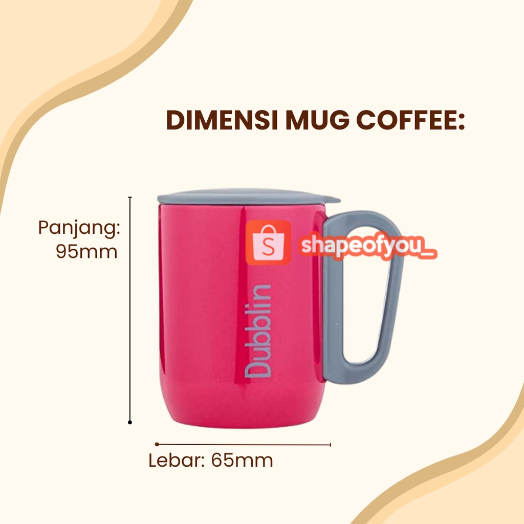 Gelas Mug Stainless Steel Tumbler Polo Hot Cold Dubblin Kopi Teh 220ml premium elegan polos berkualitas tutup tahan panas