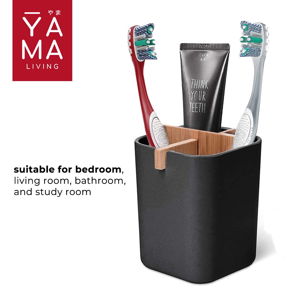 YAMA SAMATA Wooden Organizer Storage Tempat Wadah Alat Tulis Sikat Gigi Meja Belajar Kamar Mandi