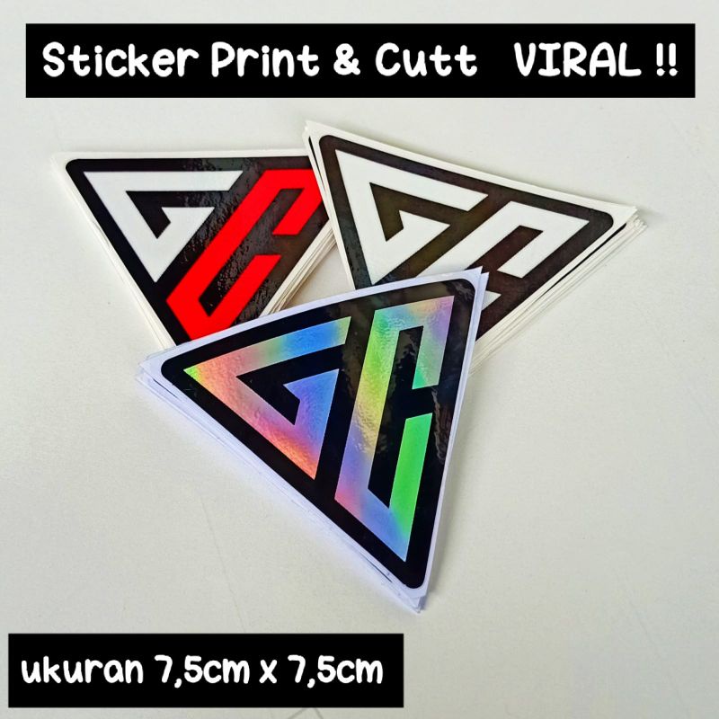 sticker / stiker printing LOGO GC VIRAL , GERCEP Gerak Cepat kuat tahan lama finishing lamimasi Glossy  cocok untuk helm dan motor