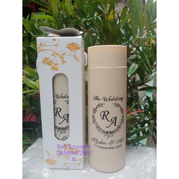 SOUVENIRE BOTOL KACA WARNA /TUMBLER KAKTUS +BOX CUSTOM SABLON NAMA