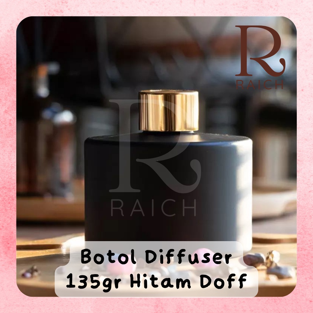 135gr HITAM DOFF Botol Reed Diffuser Tidak Transparan Kaca Estetik