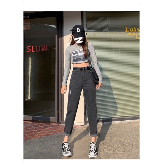 [CLEARANCE SALE] JEANS  BOYFRIEND CELANA WANITA CEWEK HIGHWAIST PANJANG BAGGY DENIM HW KULOT MX886