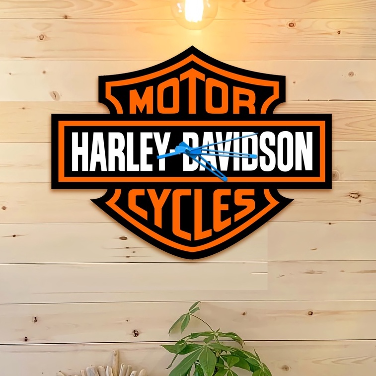 JAM DINDING HARLEY DAVIDSON Kado Hiasan Dinding Harley HD Davidson Official Oranye