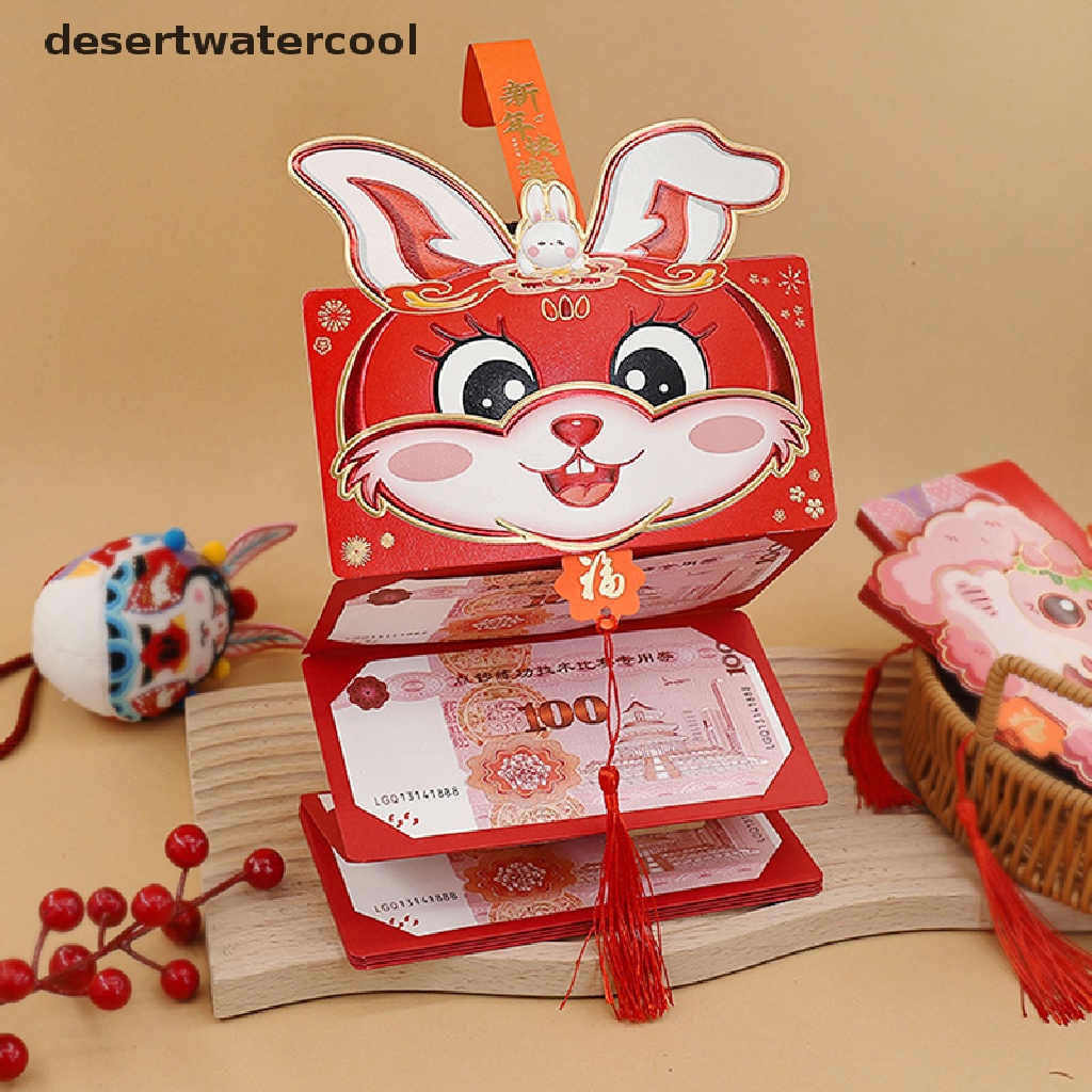 Deid Maskot Imlek Zodiak Kartun Kelinci Merah Packet 3D Lipat Amplop Merah2023Musim Semi Festival Hongbao Dekorasi Pesta Ulang Tahun Martijn