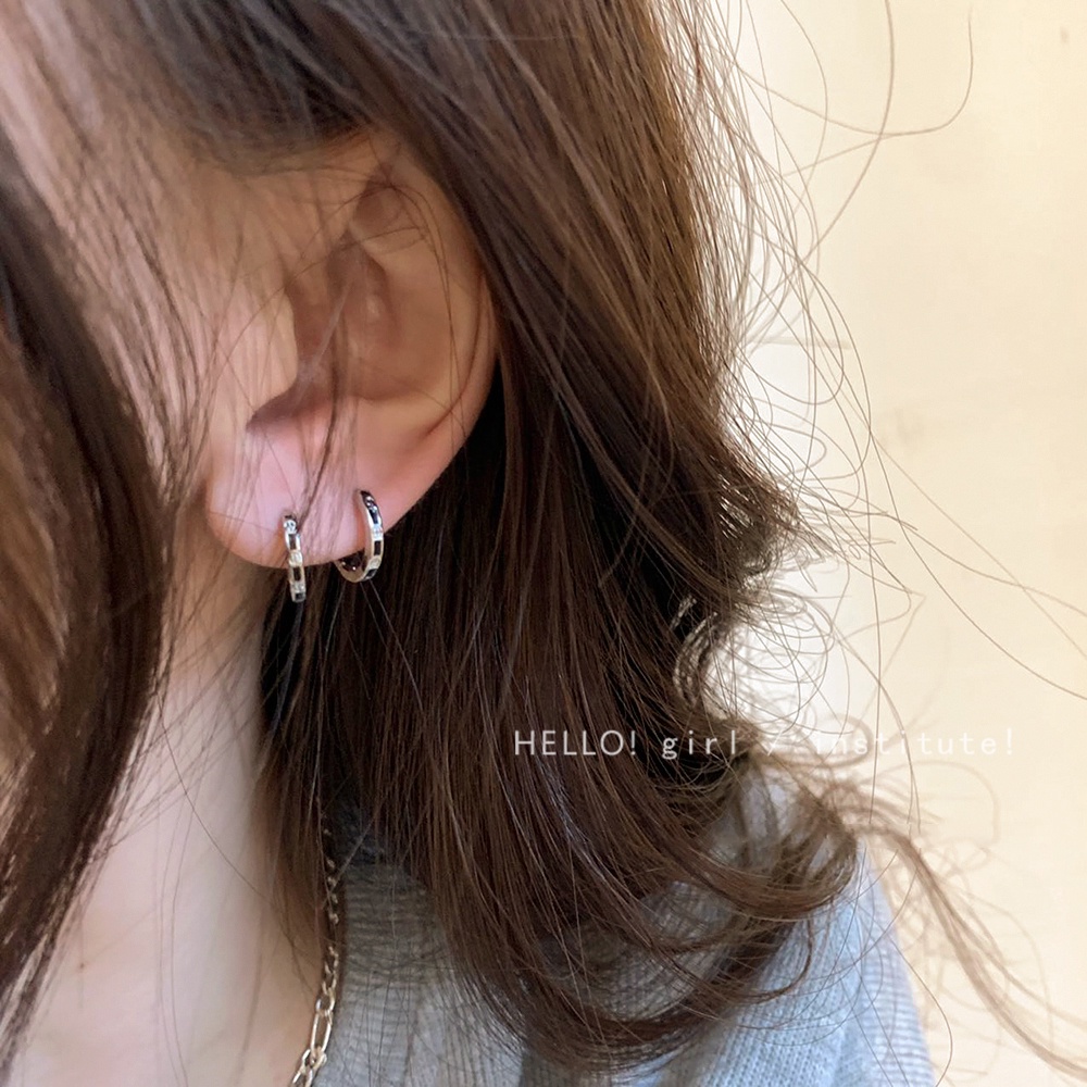 Vintage Y2K Anting Perak Untuk Wanita Hypoallergenic Korea Hoop Earring Perhiasan Aksesoris